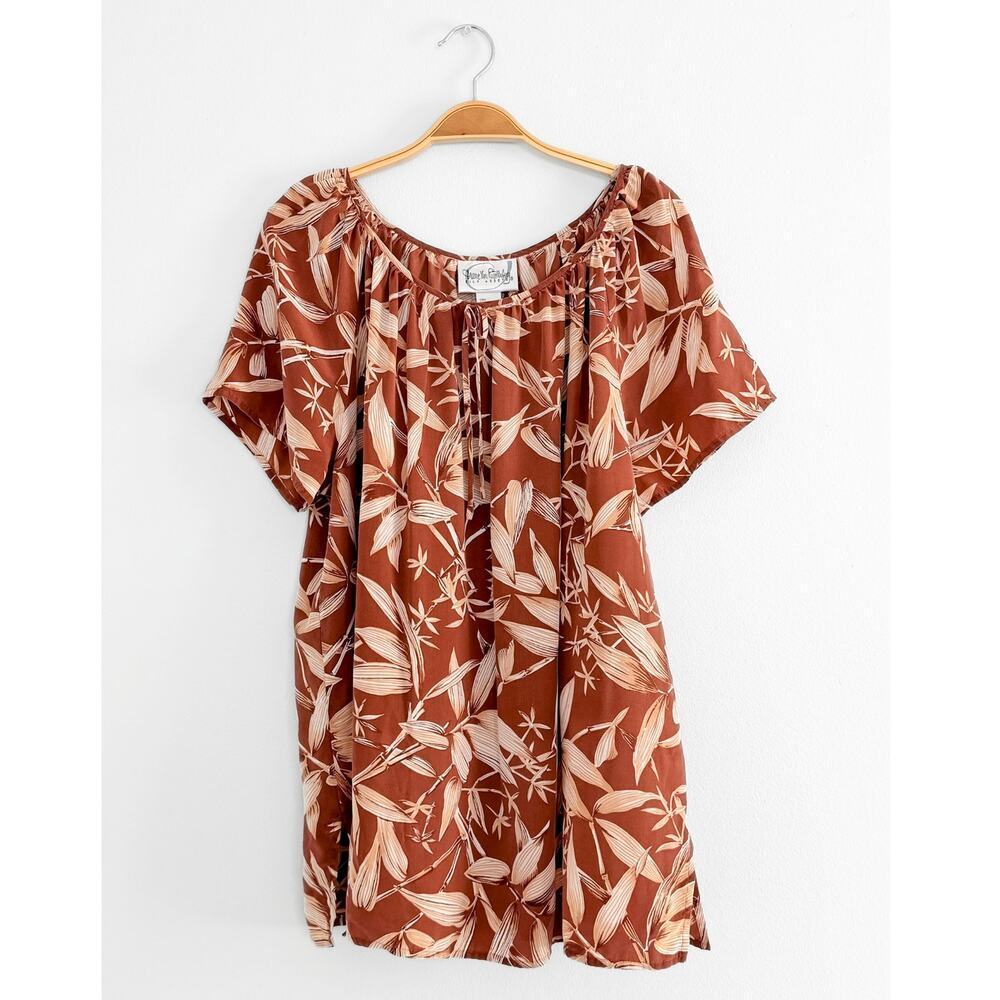 Diane von Furstenberg Silk Assets Brown 100% Silk Print Flutter Sleeve Top (XL)